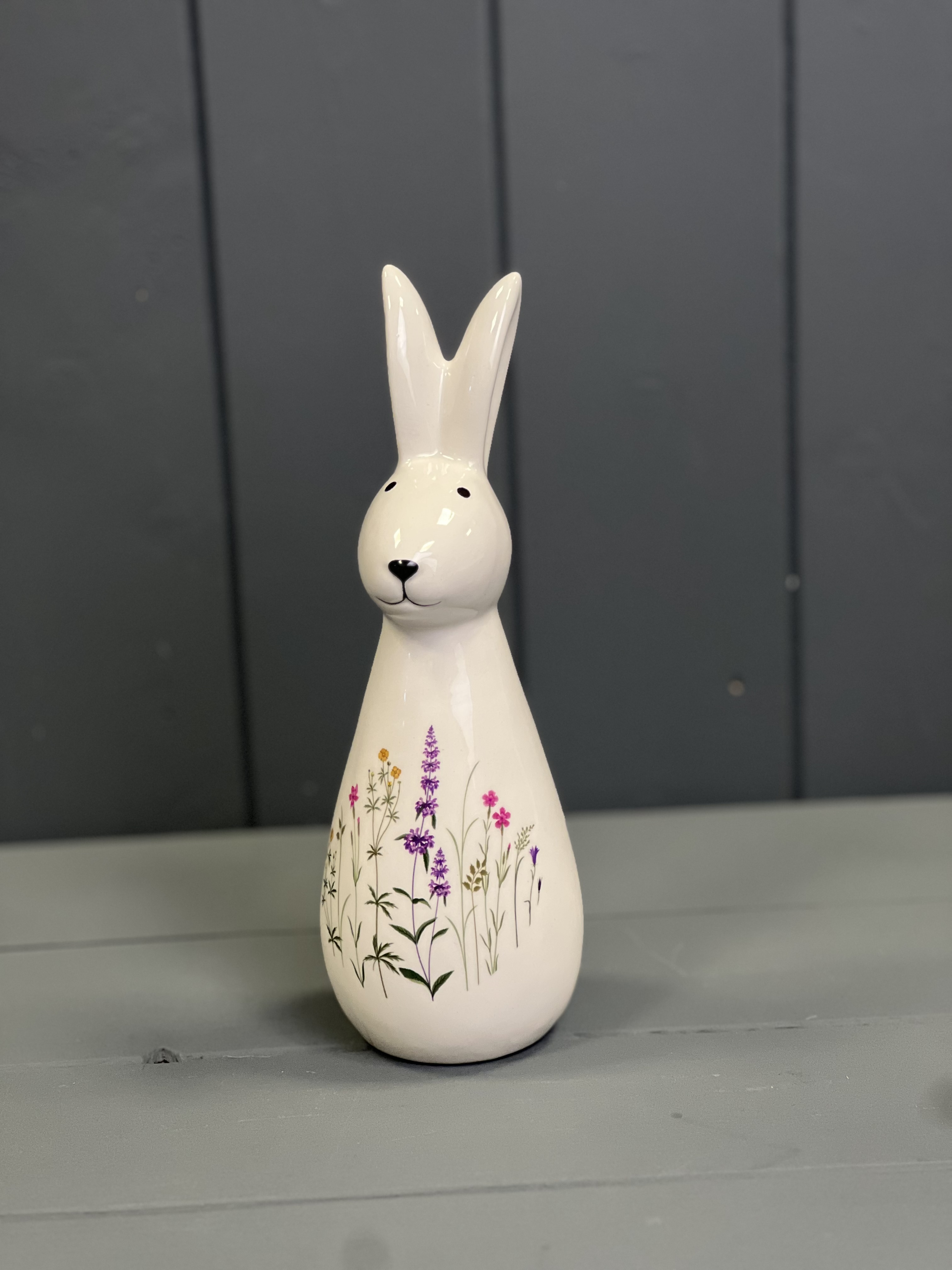 Large Tall Meadow Patterned Rabbit Ornament detail page